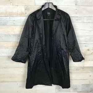 Eileen Fisher Long Silk Jacket Black Coat, Large